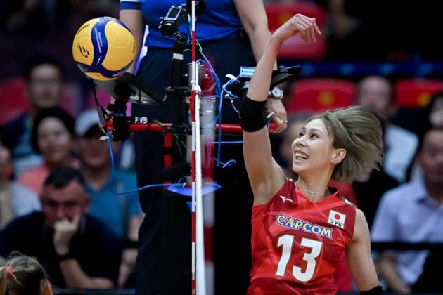 Netherlands v Japan - FIVB Women’s World Volleyball Championship BANGKOK, THAILAND - SEPTEMBER 3: Yukiko Wada (13) of Japan in action during the FIVB Women’s Volleyball World Championship, WM, Weltmeisterschaft quarterfinal match against the Netherlands at Huamark Indoor Stadium in Bangkok, Thailand, on September 3, 2025. Mustafa Hatipoglu Anadolu Banghok Thailand. Editorial use only. Please get in touch for any other usage.  Copyright: x2025xAnadoluxMustafaxHatipoglux