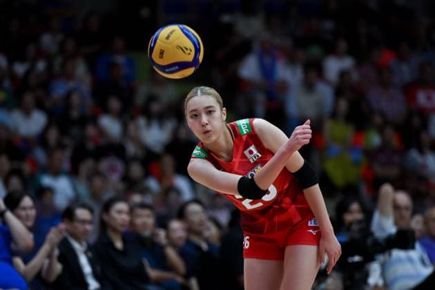 Netherlands v Japan - FIVB Women’s World Volleyball Championship BANGKOK, THAILAND - SEPTEMBER 3: Yoshino Sato (26) of Japan in action during the FIVB Women’s Volleyball World Championship, WM, Weltmeisterschaft quarterfinal match against the Netherlands at Huamark Indoor Stadium in Bangkok, Thailand, on September 3, 2025. Mustafa Hatipoglu Anadolu Banghok Thailand. Editorial use only. Please get in touch for any other usage.  Copyright: x2025xAnadoluxMustafaxHatipoglux