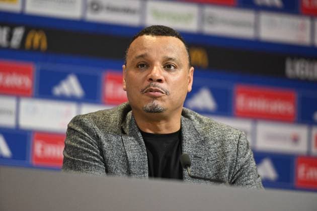Football : press conference, PK, Pressekonferenz Olympique Lyonnais 03 09 202 Mathieu Louis-Jean, Director of Recruitment at Olympique Lyonnais during the press conference at the Groupama Stadium in Decines-Charpieu, September 3, 2025  Copyright: xALLILI_MOURADx