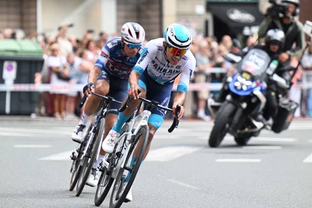 03-09-2025 Vuelta A Espana; Tappa 11 Bilbao - Bilbao; 2025, Bahrain - Victorious; 2025, Soudal - Quick Step; Buitrago Sanchez, Santiago; Landa Meana, Mikel; Bilbao; 