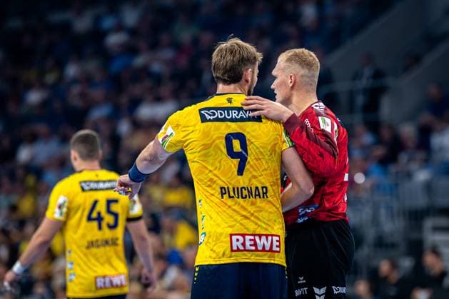 1 Handball Bundesliga, DAIKIN HBL, Rhein Neckar Löwen GWD Minden 03 09 2025 Steven Plucnar Jacobsen 9 Rhein Neckar Löwen and David Späth 29, Rhein Neckar Löwen 1 Handball Bundesliga, Rhein Neckar Löwen - GWD Minden, Mannheim, SAP Arena, 03 09 2025 1 Handball Bundesliga, Rhein Neckar Löwen - GWD Minden, Mannheim, SAP Arena, 03 09 2025 Copyright: xBEAUTIFULxSPORTS Gelhardtx