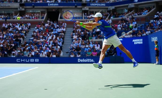 Alex De Minaur in quarter final action 2025 US Open, Day Eleven, USTA Billie Jean King National Tennis Center, New York, USA - 03 Sept 2025New York USTA Billie Jean King National T New York (NY) United States of America  Copyright: xJavierxGarcia Shutterstockx 15458346k