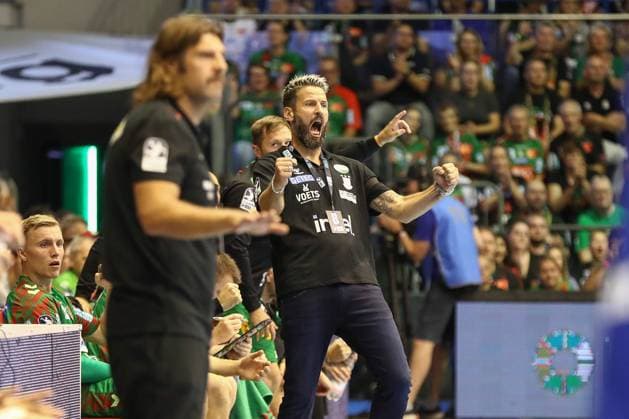 03 09 2025, xgox, Handball Daikin HBL SC Magdeburg ThSV Eisenach emspor, v l Bennet Wiegert Magdeburg, coach jubilation, goal celebration, celebrate the goal, celebration Magdeburg