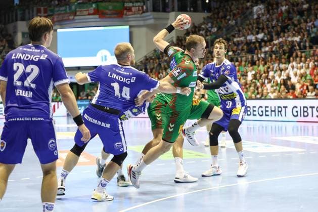 03 09 2025, xgox, Handball Daikin HBL SC Magdeburg ThSV Eisenach emspor, v l Omar Ingi Magnusson Magdeburg, 14 throws goal, Torschuetze, scores goal, Treffer, scores the goal Magdeburg