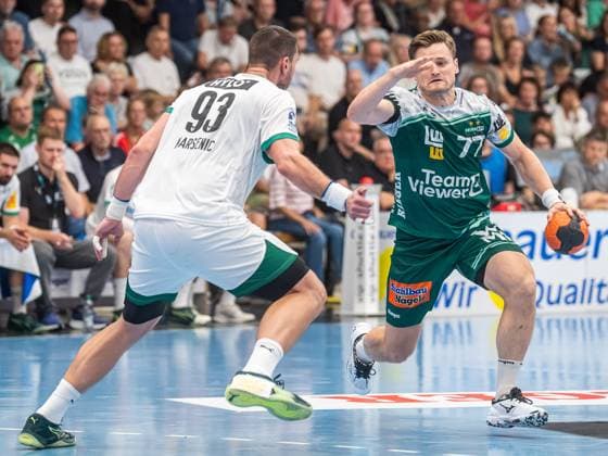 David Schmidt Frisch Auf Goeppingen, 77 with speed on the ball, Frisch Auf Goeppingen vs Fuechse Berlin, Handball, 1 Bundesliga, Men, 2025 2026 season, 03 09 2025, Frisch Auf Goeppingen vs Fuechse Berlin, Handball, 1 Bundesliga, Men, 2025 2026 season, 03 09 2025 Goeppingen Copyright: xEibner-Pressefoto MichaelxSchmidx EP_MST