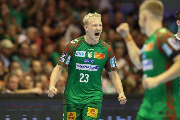 03 09 2025, xtgx, SC Magdeburg ThSV Eisenach v l Magnus Saugstrup Magdeburg, 23 jubilation, goal celebration, celebrate the goal, celebration Magdeburg