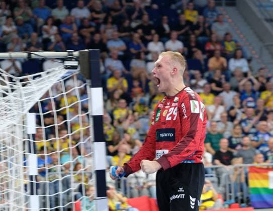 HBL Handball Bundesliga Season 2025 26 Mannheim SAP Arena 03 09 2025 Rhein Neckar Löwen rnl GWD Minden gwd 27 24 Goalkeeper David SPAETH Rhein Neckar Löwen HBL Handball Bundesliga
