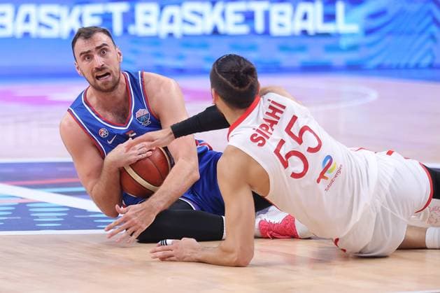 SERBIA vs TURKEY NIKOLA MILUTINOV, basketball player of Serbia, during the European Championships match against Turkey, at Xiaomi Arena, Riga, 03.09.2025. photo: Ivica Veselinov MN Press Photo BASKETBALL, FIBA, EUROBASKET, SERBIA, TURKEY, TURKIYE Riga Arena Riga Latvia Copyright: xMNxPressxPhotox