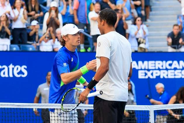 September 3, 2025, Flushing Meadows, New York, USA: Felix Auger-Aliassime shakes hands with Alex de Minaur after winning his match on Day 11 of the 2025 US Open at USTA Billie Jean King National Tennis Center on Wednesday September 3, 2025 in the Flushing neighborhood of the Queens borough of New York City. JAVIER ROJAS PI Flushing Meadows USA - ZUMAp124 20250903_zaa_p124_058 Copyright: xJavierxRojasx