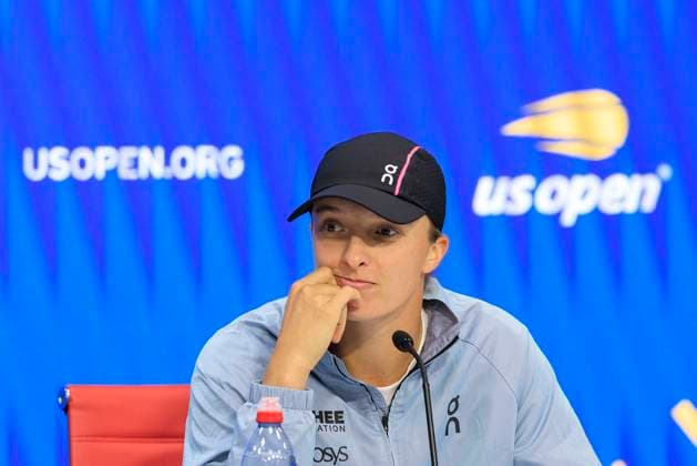 September 3, 2025, Flushing Meadows, New York, USA: Iga Swiatek attends a press conference, PK, Pressekonferenz after losing her match to Amanda Anisimova on Day 11 of the 2025 US Open at USTA Billie Jean King National Tennis Center on Wednesday September 3, 2025 in the Flushing neighborhood of the Queens borough of New York City. JAVIER ROJAS PI Flushing Meadows USA - ZUMAp124 20250903_zaa_p124_076 Copyright: xJavierxRojasx