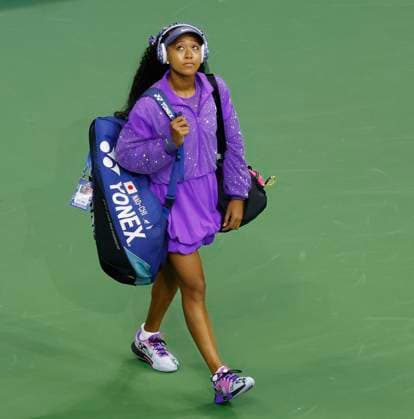 Naomi Osaka of Japan walks on the court after she is introduced before her match against Karolina.Muchova of Czechia in the quarterfinals in Arthur Ashe Stadium on day 11 at the 2025 US Open Tennis Championship at the USTA Billie Jean King National Tennis Center in New York City on Wednesday, September 3, 2025.  NYP20250903124 JOHNxANGELILLO