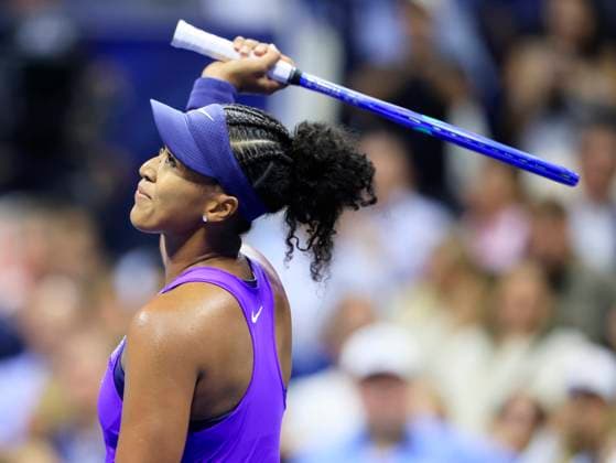 Naomi Osaka of Japan celebrates after match point defeating Karolina Muchova of Czechia in straight sets in their quarterfinal match in Arthur Ashe Stadium on day 11 at the 2025 US Open Tennis Championship at the USTA Billie Jean King National Tennis Center in New York City on Wednesday, September 3, 2025.  NYP20250903139 JOHNxANGELILLO