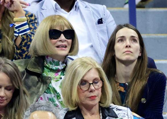 Anna Wintour watches Naomi Osaka of Japan defeat Karolina Muchova of Czechia in straight sets in their quarterfinal match in Arthur Ashe Stadium on day 11 at the 2025 US Open Tennis Championship at the USTA Billie Jean King National Tennis Center in New York City on Wednesday, September 3, 2025.  NYP20250903144 JOHNxANGELILLO