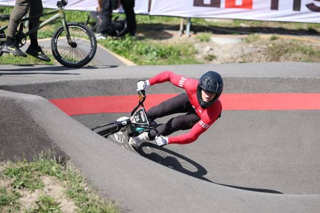 03 09 2025, Monthey, Monthey, 2025 UCI Mountain Bike World Championships, Sirio Grünig SUI during free training of the Pump Track Monthey Monthey Valais Switzerland Copyright: xJustPictures.ch FrancescoxMinghettix jp-en-FrMi-MNG_6567