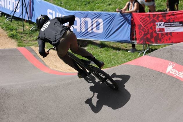 03 09 2025, Monthey, Monthey, 2025 UCI Mountain Bike World Championships, Alec Bob USA during free training of the Pump Track Monthey Monthey Valais Switzerland Copyright: xJustPictures.ch FrancescoxMinghettix jp-en-FrMi-MNG_6828