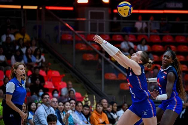 Brazil v France - FIVB Women’s World Volleyball Championship BANGKOK, THAILAND - SEPTEMBER 4: Nina Stojiljkovic of France in action during the FIVB Women’s World Volleyball Championship quarter final match between Brazil and France at Huamark Indoor Stadium in Bangkok, Thailand, on September 4, 2025. Mustafa Hatipoglu Anadolu Banghok Thailand. Editorial use only. Please get in touch for any other usage.  Copyright: x2025xAnadoluxMustafaxHatipoglux