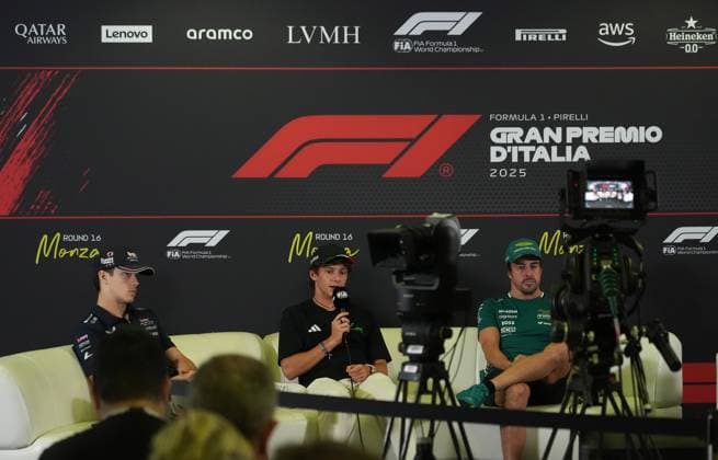 FORMULA 1 PIRELLI GRAN PREMIO D™ITALIA 2025 04 09 2025, Autodromo Nazionale Monza, Monza, FORMULA 1 PIRELLI GRAN PREMIO D™ITALIA 2025 , pictured Franco Colapinto ARG , BWT Alpine F1 Team, Andrea Kimi Antonelli ITA , Mercedes AMG Petronas Formula One Team, Fernando Alonso ESP , Aston Martin Aramco Cognizant Formula One Team nordphotoxGmbHx xBratic nph00250