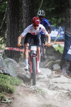 2025 UCI Mountain Bike World Championships Picture by Ed Sykes SWpix.com - 04 09 2025 - Cycling - 2025 UCI Mountain Bike World Championships - E-MTB Cross-Country - Aletsch Arena Bellwald, Valais, Switzerland - Men Elite E-MTB Cross-country - Lukas Dennda (Switzerland) Copyright: x xSWpix.comx(t axPhotographyxHubxLtd)xEdxSykes SWpix.comx SWP-3030-1539