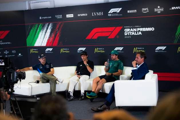 Formula 1 Pirelli Gran Premio d’Italia 2025 Dan Schiumarini OVERTAKE MAXPPP - Monza 04 09 2025 43 COLAPINTO Franco (arg), Alpine F1 Team, portrait, 12 ANTONELLI Andrea Kimi (ita), Mercedes AMG Petronas, portrait, 14 ALONSO Fernando (esp), Aston Martin Aramco Cognizant, portrait conference de presse, press conference, PK, Pressekonferenz at the Formula 1 Pirelli Gran Premio d’Italia 2025, the 16th round of the 2025 FIA Formula 1 World Championship, WM, Weltmeisterschaft at Autodromo Nazionale Monza in Monza, Italy, from 04 to 07 September 2025 Monza Italy Copyright: xOVERTAKE MAXPPPxDanxSchiumarinix OVT202509047996 OVT202509047996