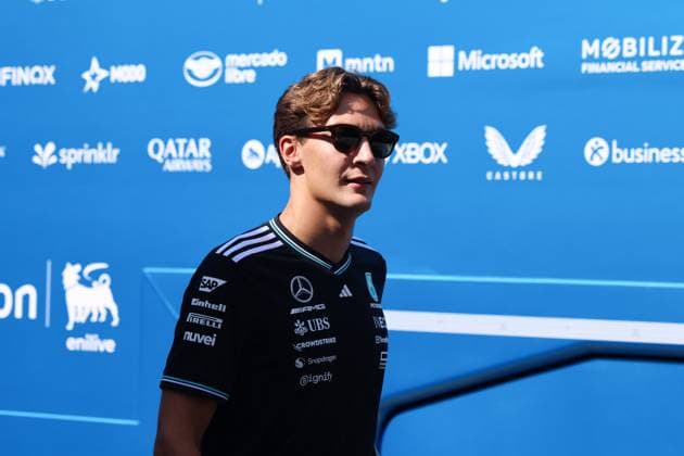 George Russell Mercedes AMG Petronas Formula One Team, 63 ,ITA, Formula 1 World Championship, Italian Grand Prix, Monza, Autodromo Nazionale Monza, Media Day, 04 09 2025 ITA, Formula 1 World Championship, Italian Grand Prix, Monza, Autodromo Monza, Media Day, 04 09 2025 Monza Copyright: xEibner-Pressefoto AnnikaxGrafx EP_AGF