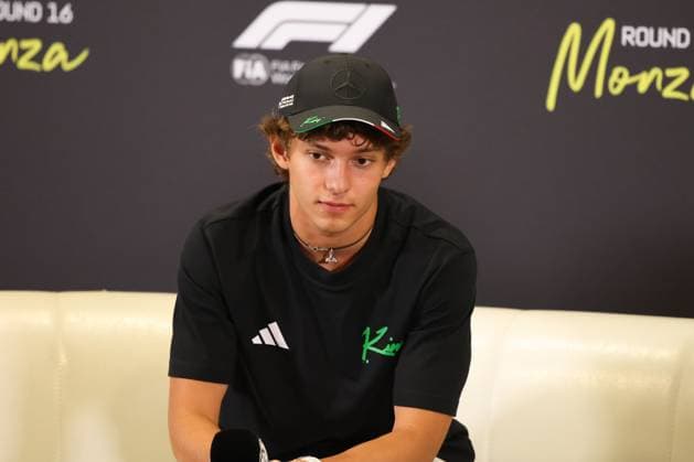 Andrea Kimi Antonelli Mercedes AMG Petronas Formula One Team, 12 , Press Conference ,ITA, Formula 1 World Championship, Italian Grand Prix, Monza, Autodromo Nazionale Monza, Media Day, 04 09 2025 ITA, Formula 1 World Championship, Italian Grand Prix, Monza, Autodromo Monza, Media Day, 04 09 2025 Monza Copyright: xEibner-Pressefoto AnnikaxGrafx EP_AGF