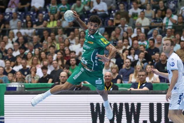 04 09 2025, xtgx, Handball, Daikin HBL, SC DHfK Leipzig TBV Lemgo Lippe v l Ahmed Moustafa Khairi Nasralla Leipzig, 17 throws goal, goal scorer, scores goal, scores the goal Leipzig