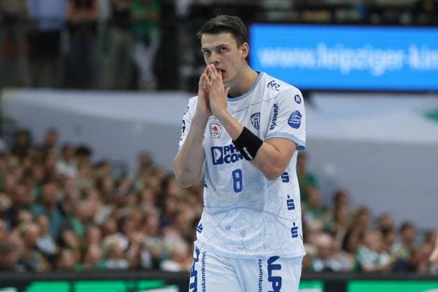 04 09 2025, xtgx, Handball, Daikin HBL, SC DHfK Leipzig TBV Lemgo Lippe v l Frederik Simak Lemgo, 8 disappointed, looks disappointed, dejected, disappointed Leipzig