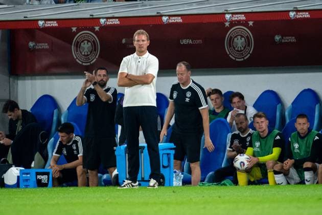 Julian Nagelsmann (Deutschland, Trainer) vor der Trainerbank, SVK, Slowakei vs Deutschland, Fussball, UEFA European Qualifiers, 1. Spieltag, Spielzeit 2025 2026, 04.09.2025 SVK, Slowakei vs Deutschland, Fussball, UEFA European Qualifiers, 1. Spieltag, Spielzeit 2025 2026, 04.09.2025 Bratislava *** Julian Nagelsmann Germany, Coach in front of the bench, SVK, Slovakia vs Germany, Football, UEFA European Qualifiers, Matchday 1, Season 2025 2026, 04 09 2025 SVK, Slovakia vs Germany, Football, UEFA European Qualifiers, Matchday 1, Season 2025 2026, 04 09 2025 Bratislava Copyright: xEibner-Pressefoto Memmlerx EP_MMR