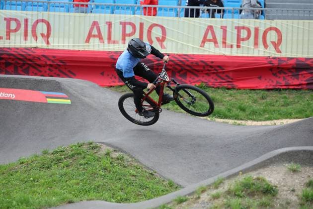 04 09 2025, Monthey, Monthey, 2025 UCI Mountain Bike World Championships, Bruno Stappert GER during his seeding run at the Pump Track competition Monthey Monthey Valais Switzerland Copyright: xJustPictures.ch FrancescoxMinghettix jp-en-FrMi-MNG_1209