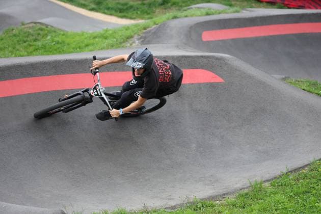 04 09 2025, Monthey, Monthey, 2025 UCI Mountain Bike World Championships, Christoph Schlegel GER during his seeding run at the Pump Track competition Monthey Monthey Valais Switzerland Copyright: xJustPictures.ch FrancescoxMinghettix jp-en-FrMi-MNG_1351