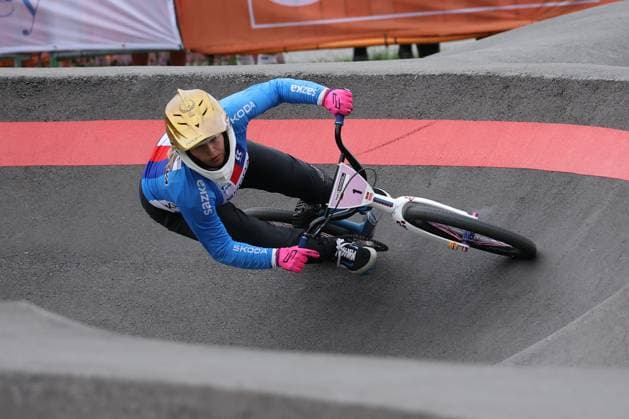 04 09 2025, Monthey, Monthey, 2025 UCI Mountain Bike World Championships, Sabina KoÅ¡arkova CZE during her seeding run at the Pump Track competition Monthey Monthey Valais Switzerland Copyright: xJustPictures.ch FrancescoxMinghettix jp-en-FrMi-MNG_8999