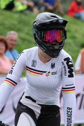 04 09 2025, Monthey, Monthey, 2025 UCI Mountain Bike World Championships, Alina Beck GER during her seeding run at the Pump Track competition Monthey Monthey Valais Switzerland Copyright: xJustPictures.ch FrancescoxMinghettix jp-en-FrMi-MNG_9503