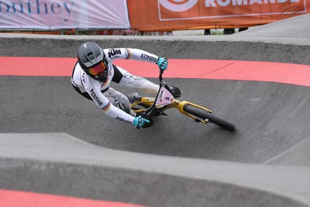 04 09 2025, Monthey, Monthey, 2025 UCI Mountain Bike World Championships, Alina Beck GER during her seeding run at the Pump Track competition Monthey Monthey Valais Switzerland Copyright: xJustPictures.ch FrancescoxMinghettix jp-en-FrMi-MNG_9418