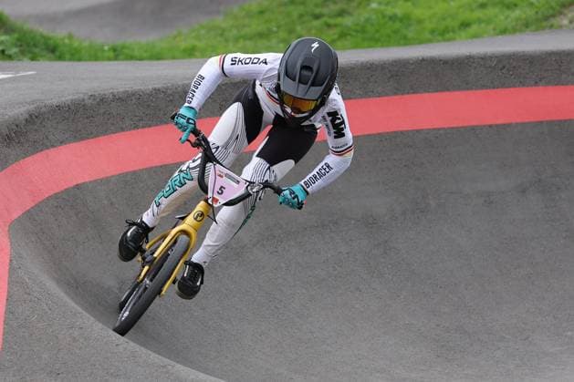 04 09 2025, Monthey, Monthey, 2025 UCI Mountain Bike World Championships, Alina Beck GER during her seeding run at the Pump Track competition Monthey Monthey Valais Switzerland Copyright: xJustPictures.ch FrancescoxMinghettix jp-en-FrMi-MNG_9442