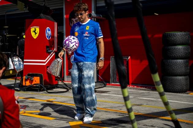 MONZA, ITALY: Charles Leclerc, racing for the Ferrari team during the 2025 Formula 1 Italian Grand Prix at the Monza Circuit in Monza, Italy
