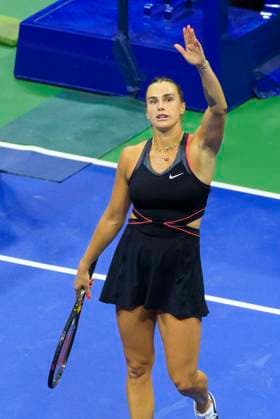 September 4, 2025, Flushing Meadows, New York, USA: Aryna Sabalenka celebrates after winning her semifinal match against Jessica Pegula on Day 12 of the 2025 US Open at USTA Billie Jean King National Tennis Center on Thursday September 4, 2025 in the Flushing neighborhood of the Queens borough of New York City. JAVIER ROJAS PI Flushing Meadows USA - ZUMAp124 20250904_zaa_p124_007 Copyright: xJavierxRojasx