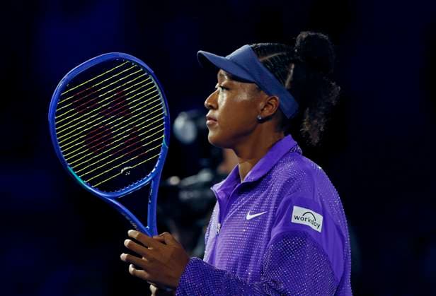 Naomi Osaka of Japan is introduced before competing against Amanda Anisimova in a Women s semifinal match at the 2025 US Open Tennis Championship at the USTA Billie Jean King National Tennis Center in New York City on Thursday, September 4, 2025.  NYP20250904901 JOHNxANGELILLO