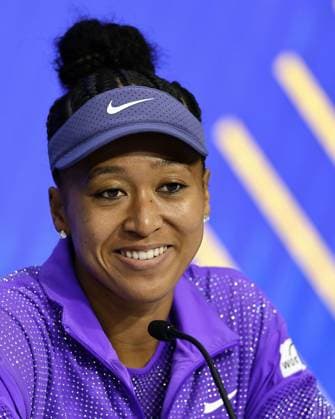 Tennis: U.S. Open Naomi Osaka of Japan speaks at a press conference, PK, Pressekonferenz after losing to Amanda Anisimova of the United States in the women s singles semifinals at the U.S. Open tennis tournament in New York in the early hours of Sept. 5, 2025.  A14AA0004822011P