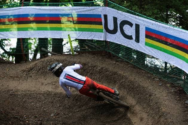2025 UCI Mountain Bike World Championships Picture by Ed Sykes SWpix.com - 05 09 2025 - Cycling - 2025 UCI Mountain Bike World Championships - Downhill - ChampÃ ry, Valais, Switzerland - Men Junior Downhill - Qualification - Nathan De Vaux (Great Britain) Copyright: x xSWpix.comx(t axPhotographyxHubxLtd)xEdxSykes SWpix.comx SWP-3030-1686