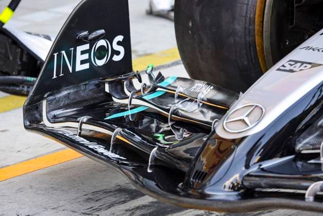 F1 - ITALIAN GRAND PRIX 2025 Mercedes AMG F1 Team W16, mechanical detail front wing aerodynamism, aerodynamic, aerodynamics during the 2025 Formula 1 Pirelli Grand Premio d™Italia, 2025 Italian Grand Prix, 16th round of the 2025 FIA Formula One World Championship, WM, Weltmeisterschaft from September 5 to 7, 2025 on the Autodromo Nazionale Monza, in Monza, Italy - MonzaItaly  Copyright: xXavixBonillax