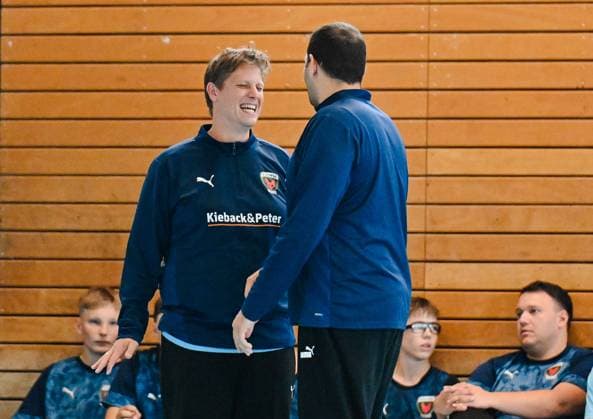 05 09 2025, xlakx, Handball Daikin HBL,Training Fuechse Berlin v l Nicolej Krickau Fuechse Berlin Trainer , Dejan Milosavljev Fuechse Berlin in conversation Berlin Daniel Lakomski