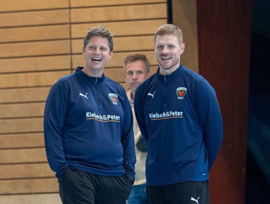 Handball, Men, Season 2025 2026, DAIKIN Handball Bundesliga, Füchse Berlin, Training, f l Coach Nicolej Krickau Füchse Berlin , Co Coach Maximilian Rinderle Füchse Berlin , 05 09 2025, Copyright: xSebastianxRäppold MatthiasxKochx