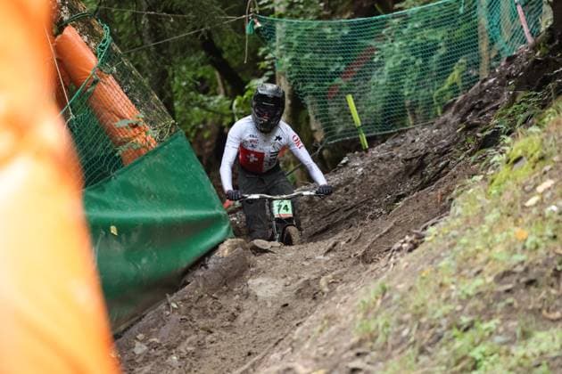 05 09 2025, ChampÃ ry, ChampÃ ry 2025 UCI Mountain Bike World Championships, Florian Bocquel SUI during the Junior Men s Downhill qualification ChampÃ ry Grand Paradis Valais Switzerland Copyright: xJustPictures.ch FrancescoxMinghettix jp-en-FrMi-MNG_2438