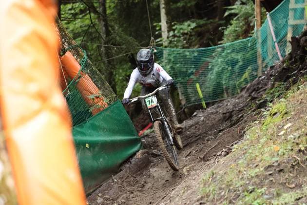 05 09 2025, ChampÃ ry, ChampÃ ry 2025 UCI Mountain Bike World Championships, Florian Bocquel SUI during the Junior Men s Downhill qualification ChampÃ ry Grand Paradis Valais Switzerland Copyright: xJustPictures.ch FrancescoxMinghettix jp-en-FrMi-MNG_2443
