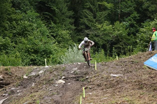 05 09 2025, ChampÃ ry, ChampÃ ry 2025 UCI Mountain Bike World Championships, Maksimilijonas Saudargas LTU during the Junior Men s Downhill qualification ChampÃ ry Grand Paradis Valais Switzerland Copyright: xJustPictures.ch FrancescoxMinghettix jp-en-FrMi-MNG_2552