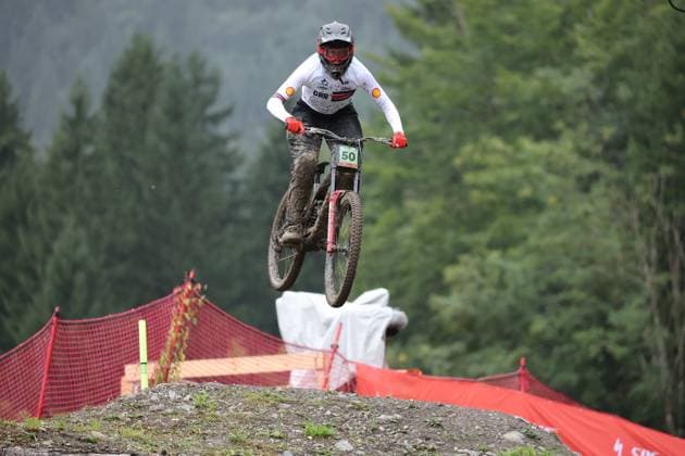 05 09 2025, ChampÃ ry, ChampÃ ry 2025 UCI Mountain Bike World Championships, Nathan Diwell Wilson GBR during the Junior Men s Downhill qualification ChampÃ ry Grand Paradis Valais Switzerland Copyright: xJustPictures.ch FrancescoxMinghettix jp-en-FrMi-MNG_2812