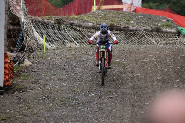 05 09 2025, ChampÃ ry, ChampÃ ry 2025 UCI Mountain Bike World Championships, Felix Griffiths GBR during the Junior Men s Downhill qualification ChampÃ ry Grand Paradis Valais Switzerland Copyright: xJustPictures.ch FrancescoxMinghettix jp-en-FrMi-MNG_2857