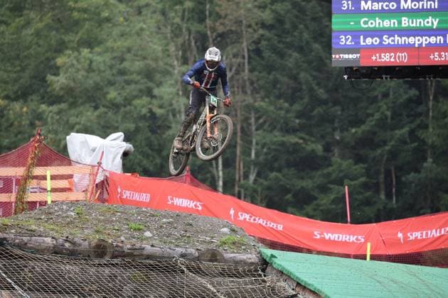 05 09 2025, ChampÃ ry, ChampÃ ry 2025 UCI Mountain Bike World Championships, Cohen Bundy USA during the Junior Men s Downhill qualification ChampÃ ry Grand Paradis Valais Switzerland Copyright: xJustPictures.ch FrancescoxMinghettix jp-en-FrMi-MNG_3034