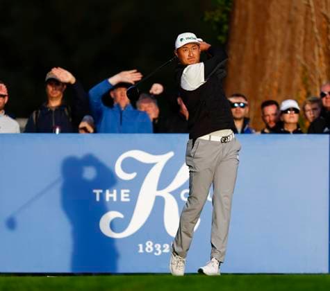 5th September 2025; The K Club, Straffan, County Kildare, Ireland: Amgen Irish Open Golf Second Round; Haotong Li of China tees off on the 10th tee  PeterxFitzpatrick