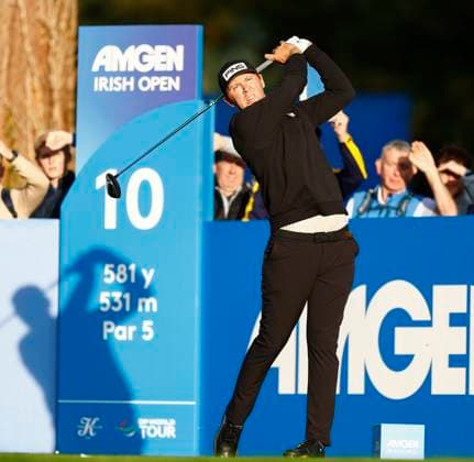 5th September 2025; The K Club, Straffan, County Kildare, Ireland: Amgen Irish Open Golf Second Round; Seamus Power of Ireland tees off on the 10th hole  PeterxFitzpatrick